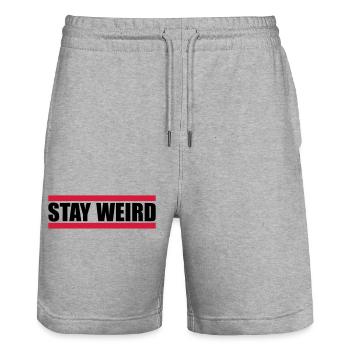Lustig Stay Weird - Stanley/Stella Unisex Bio Joggingshorts Trainer  - Grau meliert - Vorne - Nik (191cm) & Marisol (170cm)