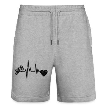 Bike Mountain Bike Cycling Heartbeat Bike Tour - Stanley/Stella Trainer Unisex Organic Jogging Shorts - heather grey - Front - Nik (191cm) & Marisol (170cm)
