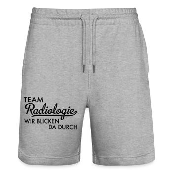 team radiologie - Stanley/Stella Unisex Bio Joggingshorts Trainer  - Grau meliert - Vorne - Nik (191cm) & Marisol (170cm)