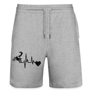 Motorcycle Heartbeat Motorcyclist Moped Biker Pulse - Stanley/Stella Trainer Unisex Organic Jogging Shorts - heather grey - Front - Nik (191cm) & Marisol (170cm)