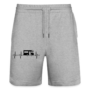 Motorhome Heartbeat Camper Heart Rate - Stanley/Stella Trainer Unisex Organic Jogging Shorts - heather grey - Front - Nik (191cm) & Marisol (170cm)