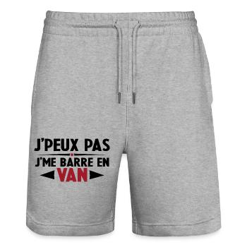 J'peux Pas J'me Barre en Van Cadeau Anniversaire - Short de jogging bio TRAINER Stanley/Stella unisexe - gris chiné - Devant - Nik (191cm) & Marisol (170cm)
