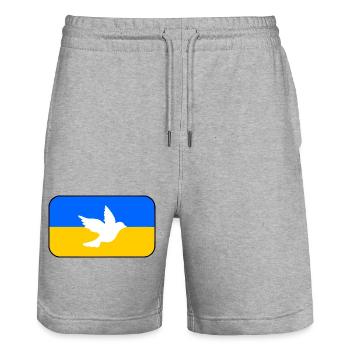 Ukraine - Stanley/Stella Unisex Bio Joggingshorts Trainer  - Grau meliert - Vorne - Nik (191cm) & Marisol (170cm)