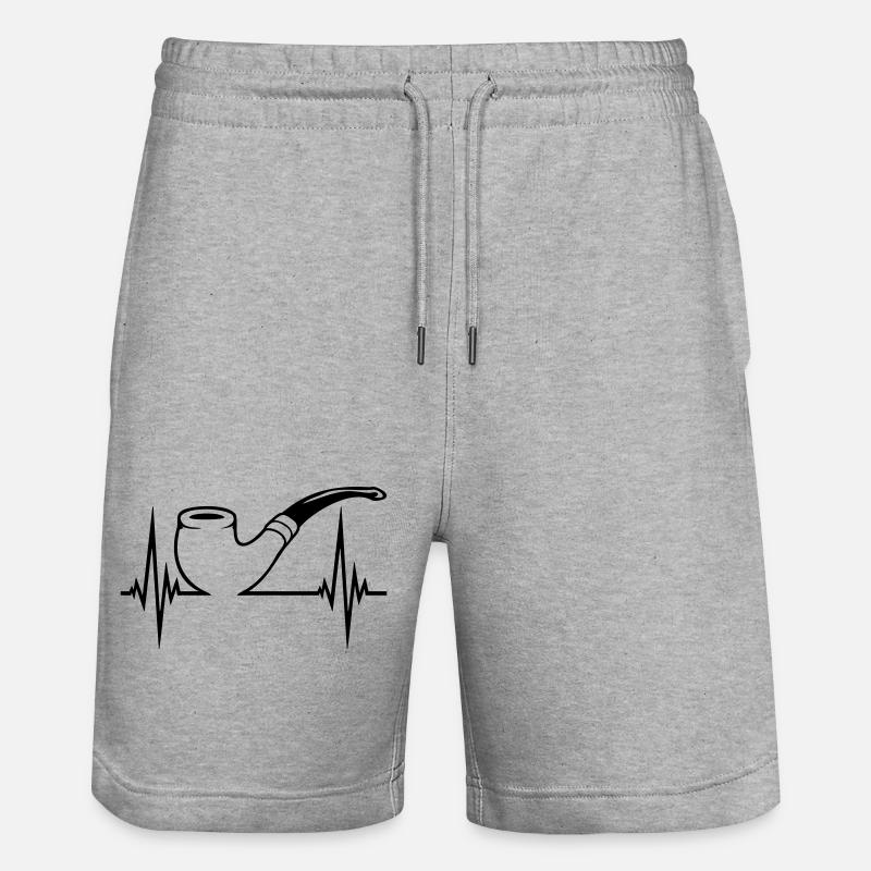 Tabakpfeife Puls Herzschlag - Stanley/Stella Unisex Bio Joggingshorts Trainer  - Grau meliert