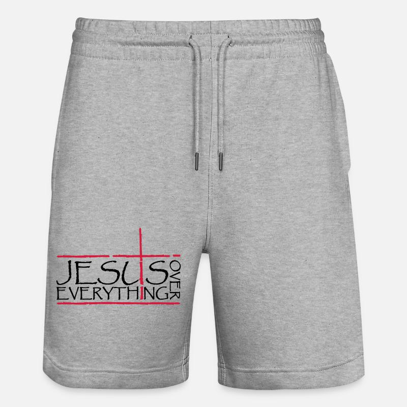 Jésus sur tout - Short de jogging bio TRAINER Stanley/Stella unisexe - gris chiné