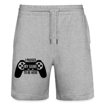 Game Paused Controller - Stanley/Stella Unisex Bio Joggingshorts Trainer  - Grau meliert - Vorne - Nik (191cm) & Marisol (170cm)