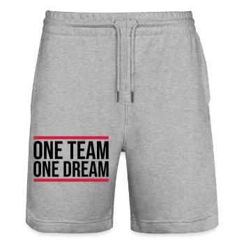 Teamgeist One Team - Stanley/Stella Unisex Bio Joggingshorts Trainer  - Grau meliert - Vorne - Nik (191cm) & Marisol (170cm)