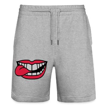 Étirez votre langue buccale - Short de jogging bio TRAINER Stanley/Stella unisexe - gris chiné - Devant - Nik (191cm) & Marisol (170cm)