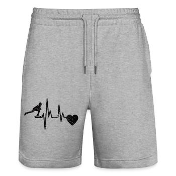 Skateboard Sakten Longboard Skater Skateboarding - Stanley/Stella Unisex Bio Joggingshorts Trainer  - Grau meliert - Vorne - Nik (191cm) & Marisol (170cm)