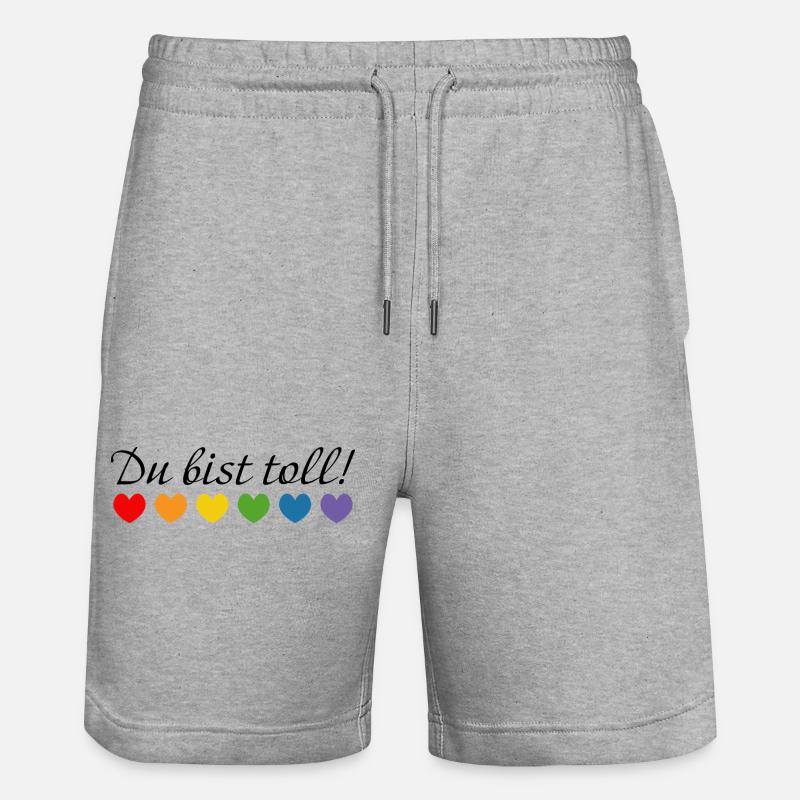 Regenbogenherzchen du bist toll - Stanley/Stella Unisex Bio Joggingshorts Trainer - Grau meliert