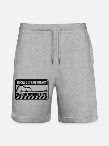 Warning Save My Guitars - Stanley/Stella Trainer Unisex Organic Jogging Shorts - heather grey