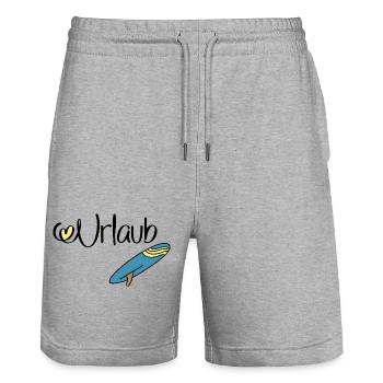 Urlaub mit Surfbrett - Stanley/Stella Unisex Bio Joggingshorts Trainer  - Grau meliert - Vorne - Nik (191cm) & Marisol (170cm)