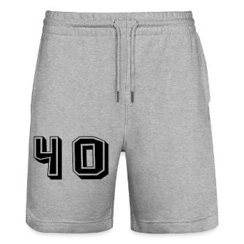 40 JAHRE. 40-jähriges JUBILÄUM. JUBILÄUM 40 JAHRE. 40 - Stanley/Stella Unisex Bio Joggingshorts Trainer  - Grau meliert - Vorne - Nik (191cm) & Marisol (170cm)
