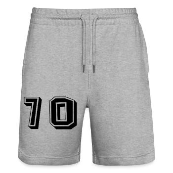 70 JAHRE. 70-jähriges JUBILÄUM. JUBILÄUM 70 JAHRE. 70 - Stanley/Stella Unisex Bio Joggingshorts Trainer  - Grau meliert - Vorne - Nik (191cm) & Marisol (170cm)