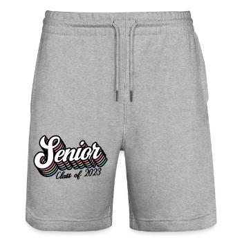 Senior Class Of 2023 Retro Graduation Party Gift - Stanley/Stella Trainer Unisex Organic Jogging Shorts - heather grey - Front - Nik (191cm) & Marisol (170cm)