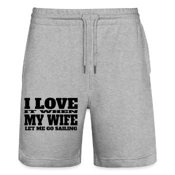 Sailing Ship Sail Boat Sailing Sailing Sailor Captain - Stanley/Stella Trainer Unisex Organic Jogging Shorts - heather grey - Front - Nik (191cm) & Marisol (170cm)