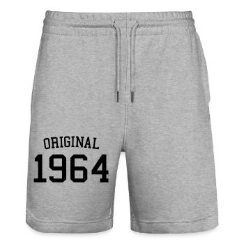 Original 1964 60e anniversaire hommes femmes 60 ans - Short de jogging bio TRAINER Stanley/Stella unisexe - gris chiné - Devant - Nik (191cm) & Marisol (170cm)