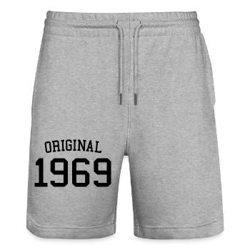 Original 1969 55e anniversaire hommes femmes 55 ans - Short de jogging bio TRAINER Stanley/Stella unisexe - gris chiné - Devant - Nik (191cm) & Marisol (170cm)