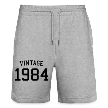 Vintage 1984 40e anniversaire hommes femmes 40 ans - Short de jogging bio TRAINER Stanley/Stella unisexe - gris chiné - Devant - Nik (191cm) & Marisol (170cm)