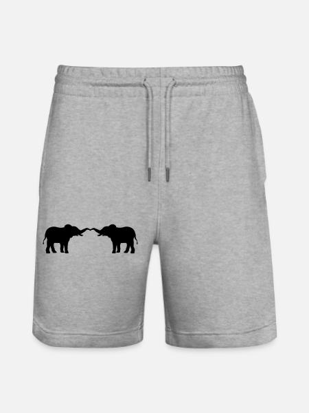 Couple in love 2 elephants - Stanley/Stella Trainer Unisex Organic Jogging Shorts - heather grey
