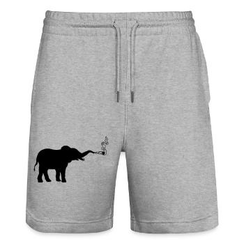 Joint Weed Smoking Elephant - Stanley/Stella Trainer Unisex Organic Jogging Shorts - heather grey - Front - Nik (191cm) & Marisol (170cm)