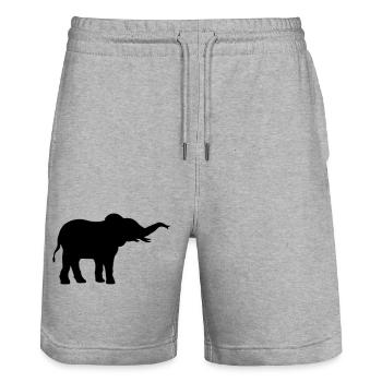 Elephant cool silhouette design - Stanley/Stella Trainer Unisex Organic Jogging Shorts - heather grey - Front - Nik (191cm) & Marisol (170cm)