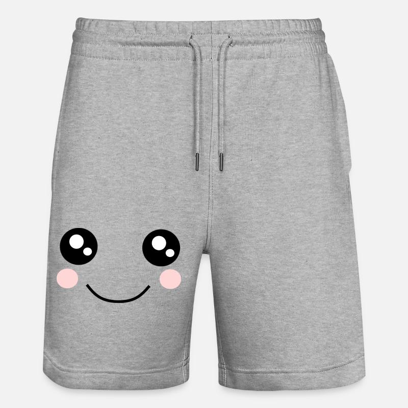 Kawaii, yeux, visage - Short de jogging bio TRAINER Stanley/Stella unisexe - gris chiné