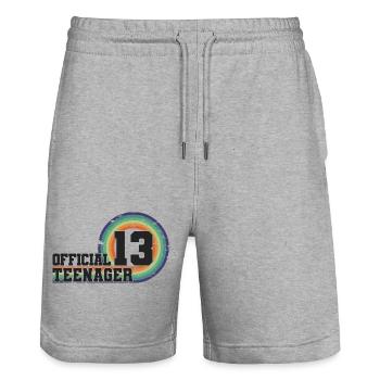 Adolescent officiel 13, cadeau cool 13e anniversaire - Short de jogging bio TRAINER Stanley/Stella unisexe - gris chiné - Devant - Nik (191cm) & Marisol (170cm)