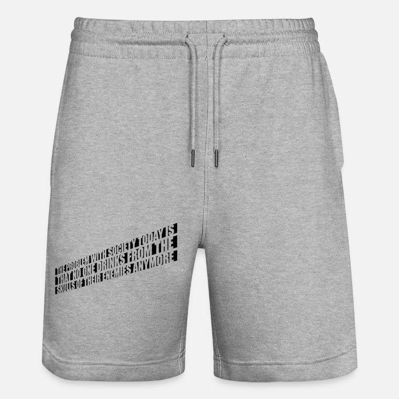 drinks from enemies skulls - Stanley/Stella Trainer Unisex Organic Jogging Shorts - heather grey