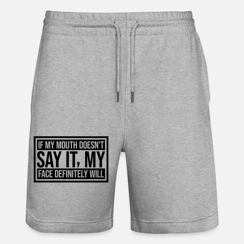 my face definitely will - Stanley/Stella Trainer Unisex Organic Jogging Shorts - heather grey