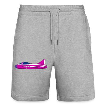Flugzeug Pink - Stanley/Stella Unisex Bio Joggingshorts Trainer  - Grau meliert - Vorne - Nik (191cm) & Marisol (170cm)