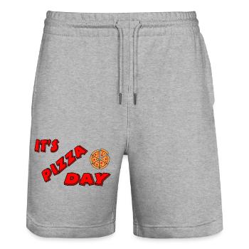 Pizza - Stanley/Stella Trainer Unisex Organic Jogging Shorts - heather grey - Front - Nik (191cm) & Marisol (170cm)