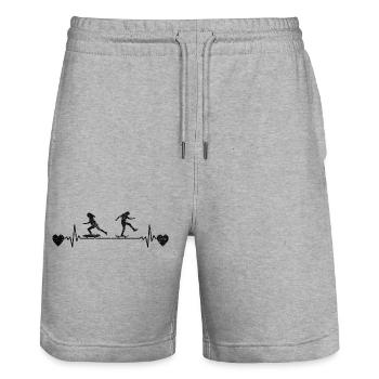 Skateboarding Skateboard Skating Longboard Skater - Short de jogging bio TRAINER Stanley/Stella unisexe - gris chiné - Devant - Nik (191cm) & Marisol (170cm)