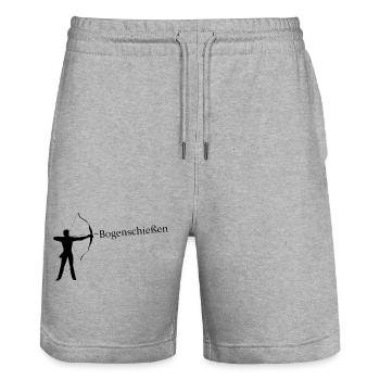 Bogenschießen - Stanley/Stella Unisex Bio Joggingshorts Trainer  - Grau meliert - Vorne - Nik (191cm) & Marisol (170cm)