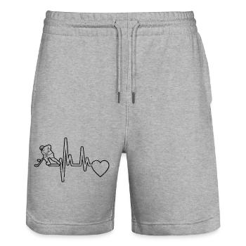 Eishockey Wintersport Eishockeyteam Geschenk - Stanley/Stella Unisex Bio Joggingshorts Trainer  - Grau meliert - Vorne - Nik (191cm) & Marisol (170cm)