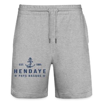 Hendaye cadeau cool hendaye pays basque - Short de jogging bio TRAINER Stanley/Stella unisexe - gris chiné - Devant - Nik (191cm) & Marisol (170cm)