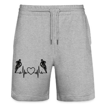 Cyclists Bicycles Cyclists Cycling - Stanley/Stella Trainer Unisex Organic Jogging Shorts - heather grey - Front - Nik (191cm) & Marisol (170cm)