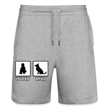 Your kid my kid - Stanley/Stella Unisex Bio Joggingshorts Trainer  - Grau meliert - Vorne - Nik (191cm) & Marisol (170cm)