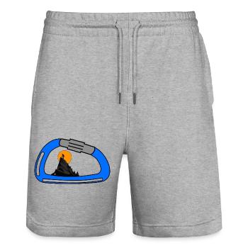 CarabinerBlick - Stanley/Stella Trainer Unisex Organic Jogging Shorts - heather grey - Front - Nik (191cm) & Marisol (170cm)