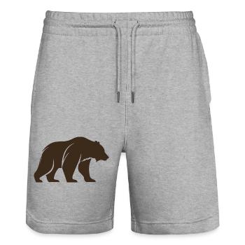 Ours brun - Short de jogging bio TRAINER Stanley/Stella unisexe - gris chiné - Devant - Nik (191cm) & Marisol (170cm)