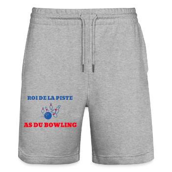Bowling Humour Roi de la Piste As du Bowling - Short de jogging bio TRAINER Stanley/Stella unisexe - gris chiné - Devant - Nik (191cm) & Marisol (170cm)