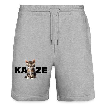 Katze - Für alle die Katzen lieben und das Zeigen - Stanley/Stella Unisex Bio Joggingshorts Trainer  - Grau meliert - Vorne - Nik (191cm) & Marisol (170cm)