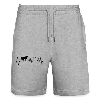 Les chevaux aiment le cœur du cheval - Short de jogging bio TRAINER Stanley/Stella unisexe - gris chiné - Devant - Nik (191cm) & Marisol (170cm)