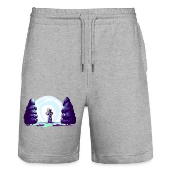 Croisement entre arbres - Short de jogging bio TRAINER Stanley/Stella unisexe - gris chiné - Devant - Nik (191cm) & Marisol (170cm)