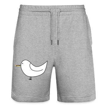 Weiße Möwe mit Pommes - Stanley/Stella Unisex Bio Joggingshorts Trainer  - Grau meliert - Vorne - Nik (191cm) & Marisol (170cm)