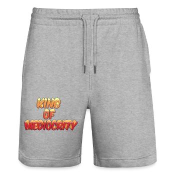 King of mediocrity - Stanley/Stella Trainer Unisex Organic Jogging Shorts - heather grey - Front - Nik (191cm) & Marisol (170cm)