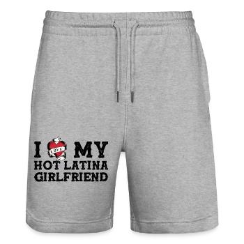 Ich liebe meine heiße Latina-Freundin - ich herze meine - Stanley/Stella Unisex Bio Joggingshorts Trainer  - Grau meliert - Vorne - Nik (191cm) & Marisol (170cm)