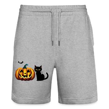 Pumpkin Costume Halloween Gift Pumpkin Pumpkins - Stanley/Stella Trainer Unisex Organic Jogging Shorts - heather grey - Front - Nik (191cm) & Marisol (170cm)