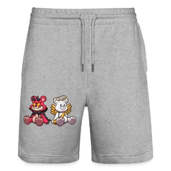 Devil et ange Teddy Bear - Short de jogging bio TRAINER Stanley/Stella unisexe - gris chiné - Devant - Nik (191cm) & Marisol (170cm)
