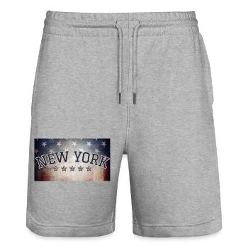 Édition New York Flag Patriots - Short de jogging bio TRAINER Stanley/Stella unisexe - gris chiné - Devant - Nik (191cm) & Marisol (170cm)
